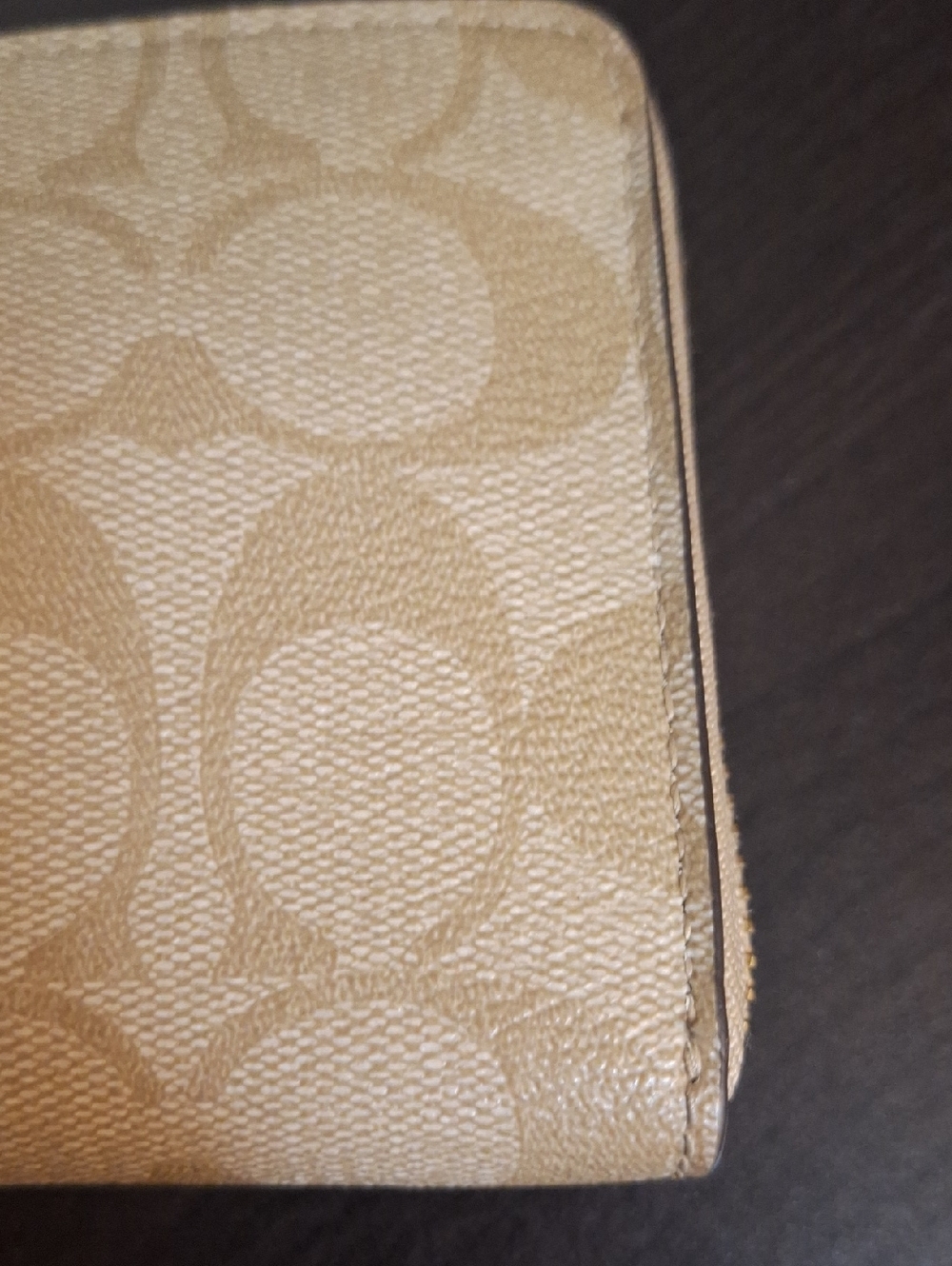 Coach Beige Signature Zip Wallet with Gold Logo - Picture 12 of 12